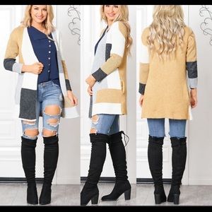 Color block cardigan sweater